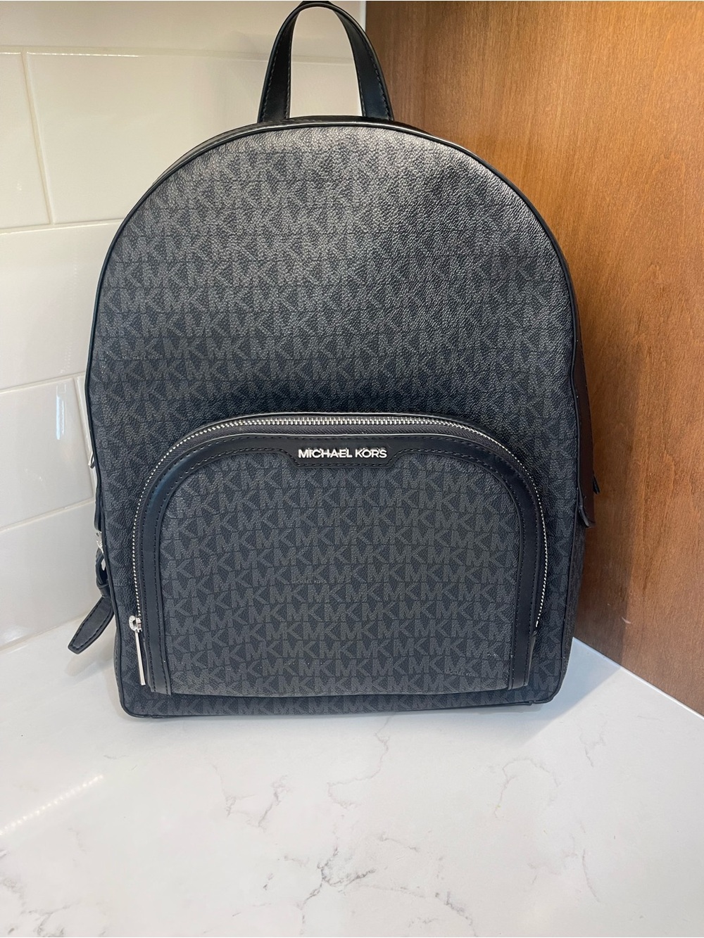 Michael Kors Black MK Logo Dome Backpack